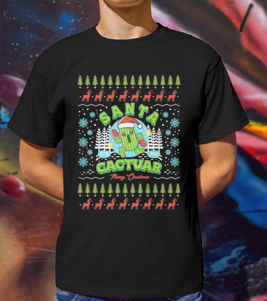 Santa Cactuar Merry Christmas ESTD 1994 Ugly Christmas T-Shirt