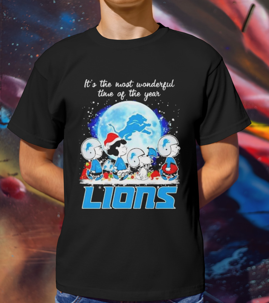 Peanuts Detroit Lions Christmas It’s The Most Wonderful Time Of The Year T-Shirt