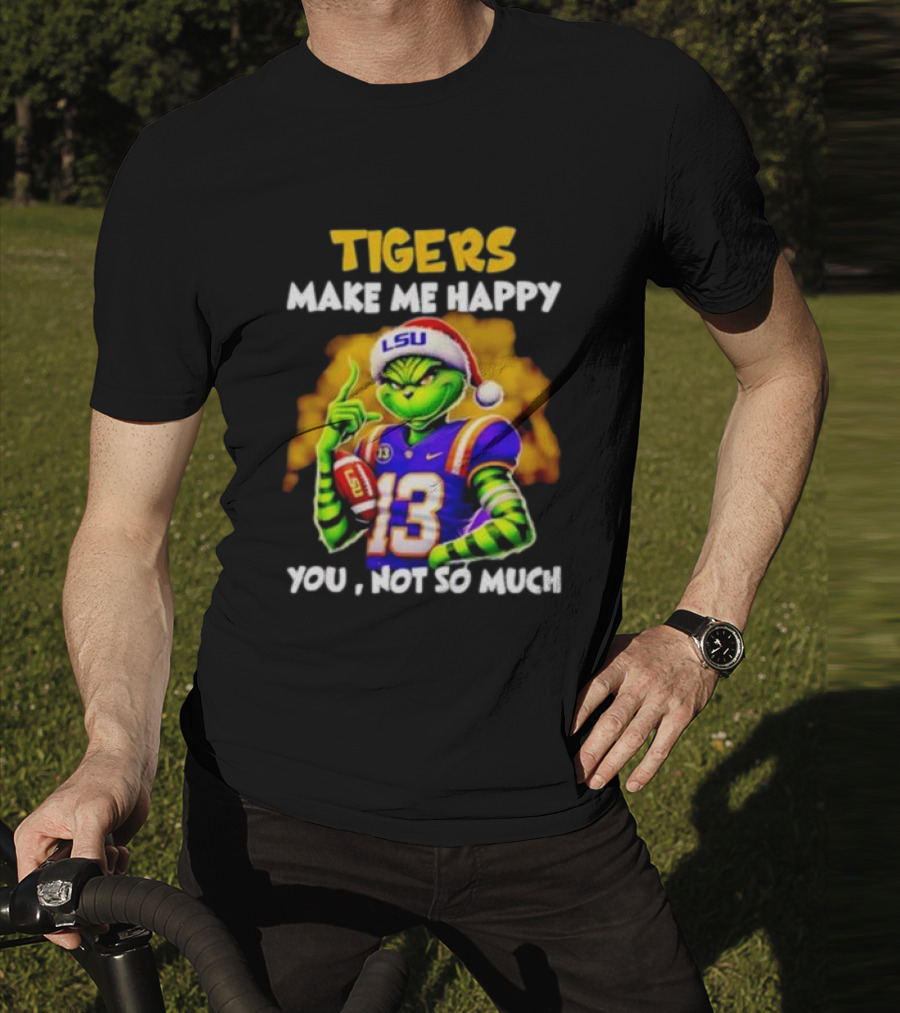 LSU Tigers Santa Grinch Make Me Happy You Not So Much T-Shirt