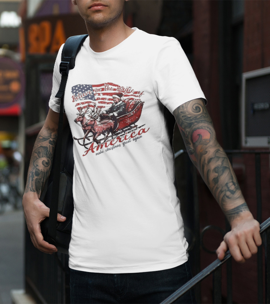 Believe In The Magic Of America Make Christmas Great Again America T-Shirt