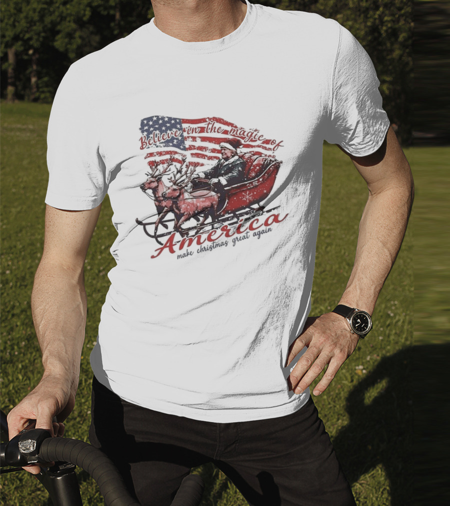 Believe In The Magic Of America Make Christmas Great Again America T-Shirt