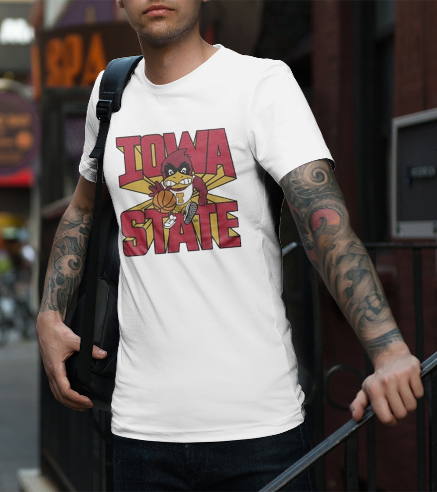 Iowa State Cyclones Basketball Mascot Dribbling Cartoon T-Shirt