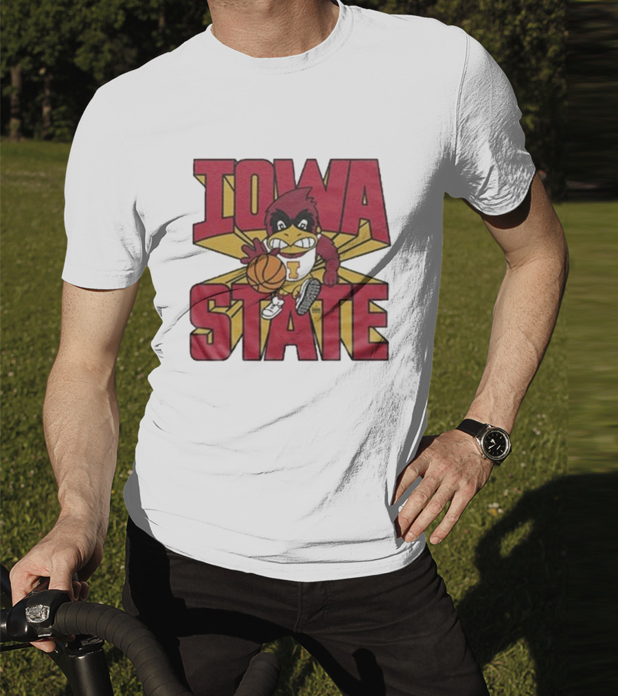 Iowa State Cyclones Basketball Mascot Dribbling Cartoon T-Shirt