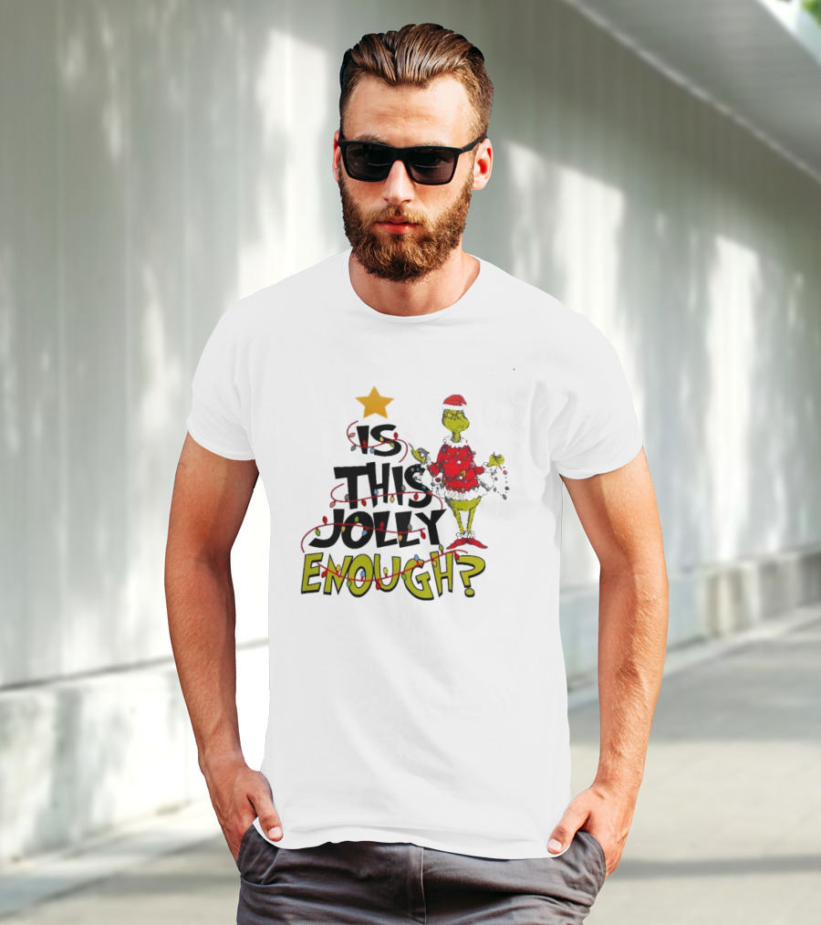 Santa Grinch Is This Jolly Enough Christmas Star Lights Holiday T-Shirt