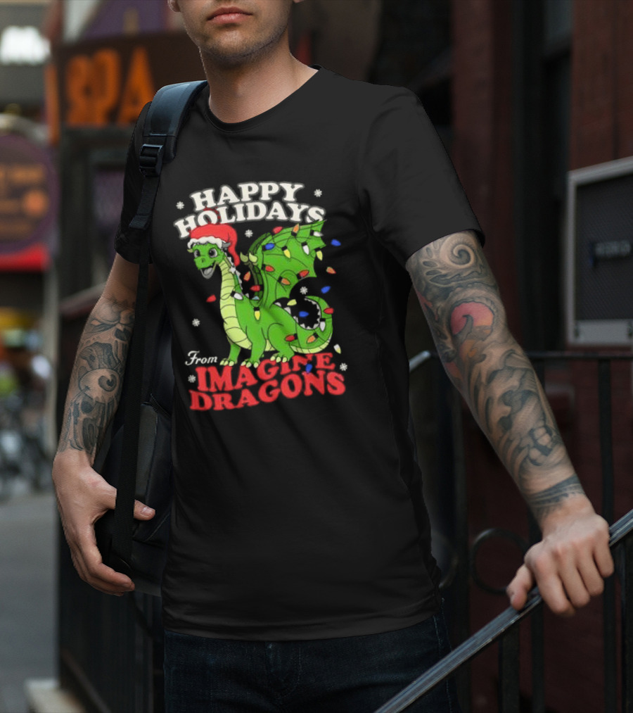 Happy Holidays From Imagine Dragons Cartoon Dragon T-Shirt