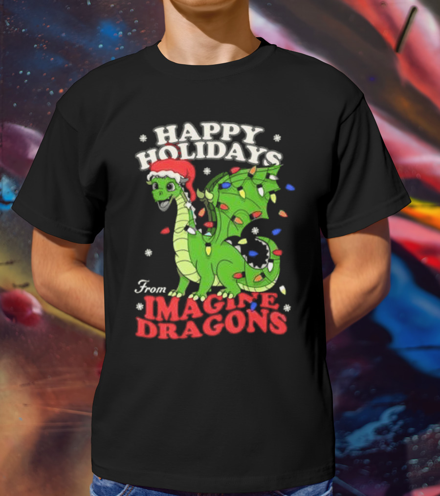 Happy Holidays From Imagine Dragons Cartoon Dragon T-Shirt