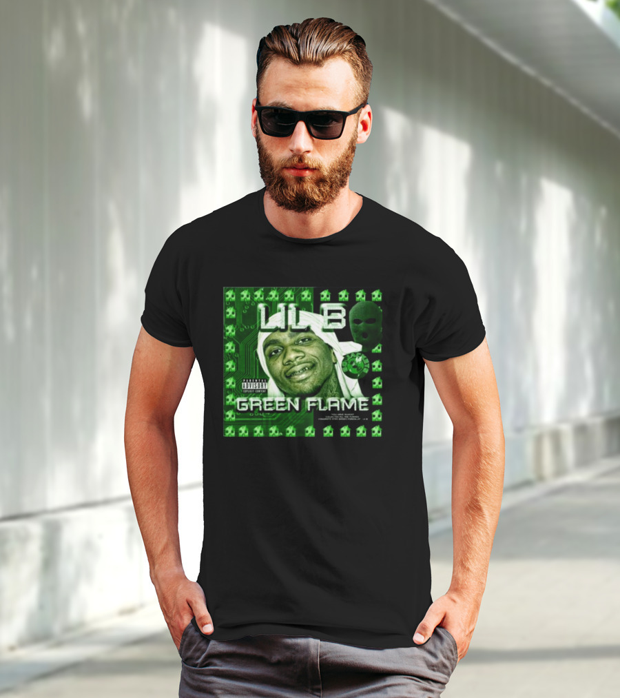 LIL B Green Flame Album Cover Art With Circuit Background And Face T-Shirt