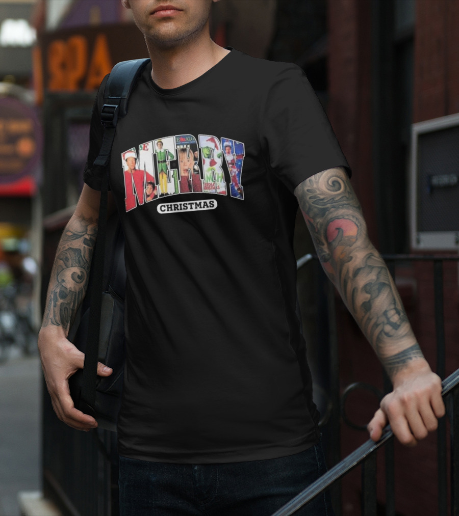 Merry Christmas Collection Movie Characters For Fans T-Shirt