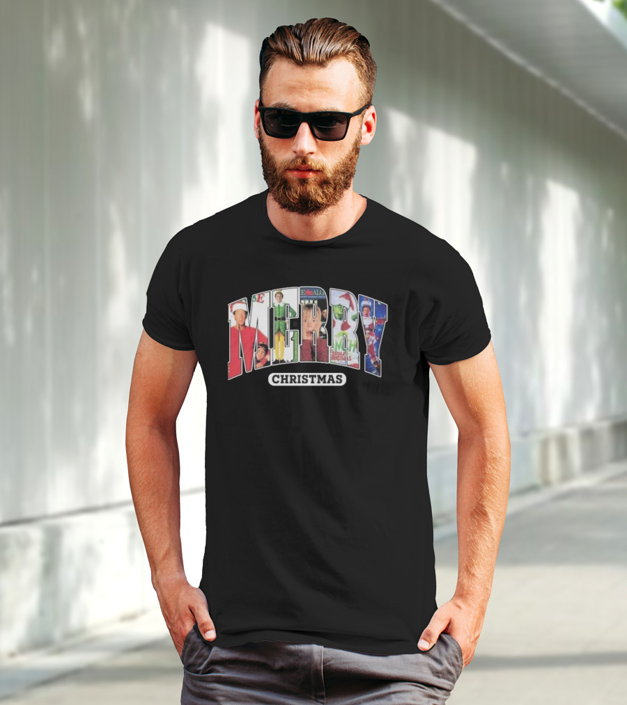 Merry Christmas Collection Movie Characters For Fans T-Shirt