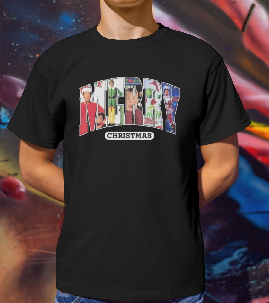Merry Christmas Collection Movie Characters For Fans T-Shirt