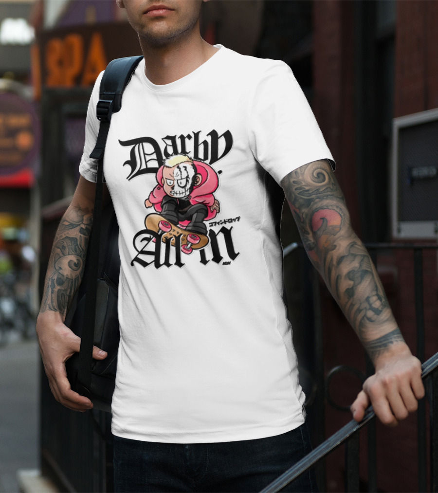Darby Allin Skateboarding Cartoon Character With Face Paint T-Shirt