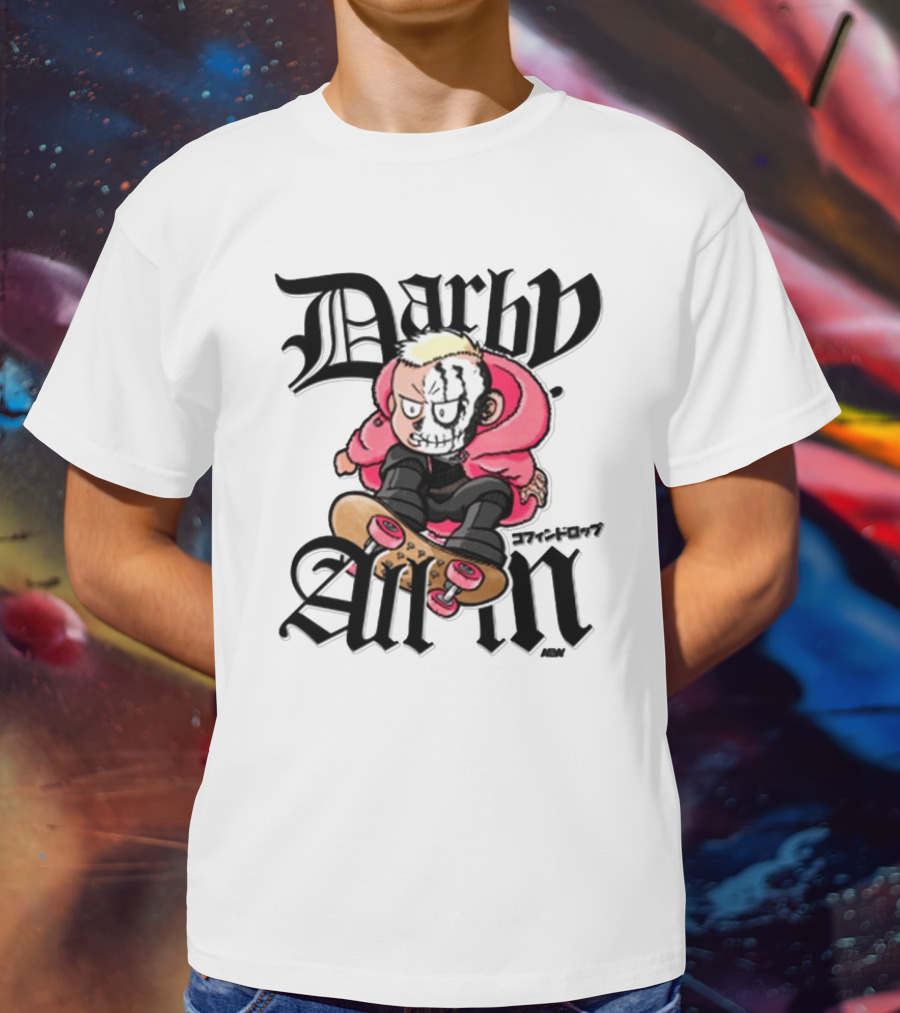 Darby Allin Skateboarding Cartoon Character With Face Paint T-Shirt