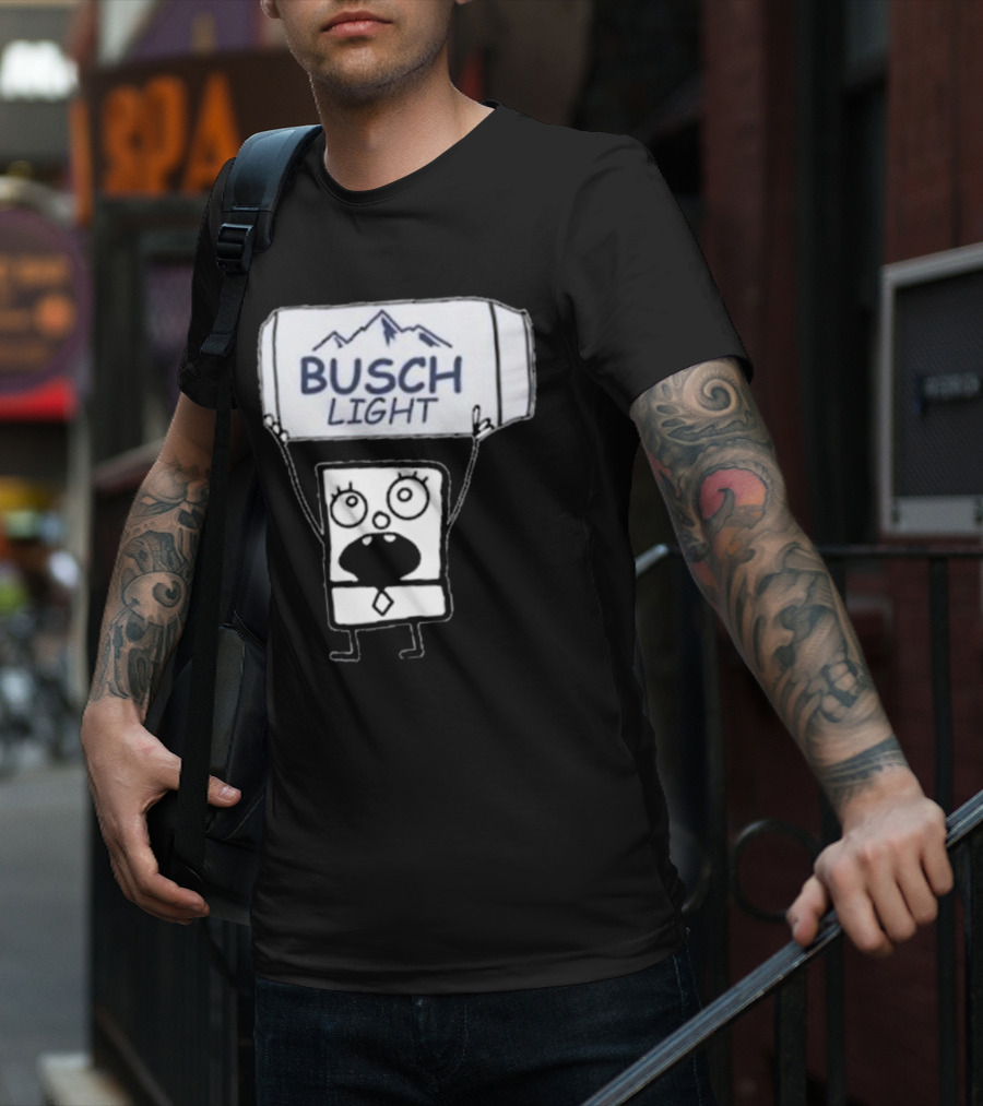 Doodlebob Holding Busch Light Can T-Shirt