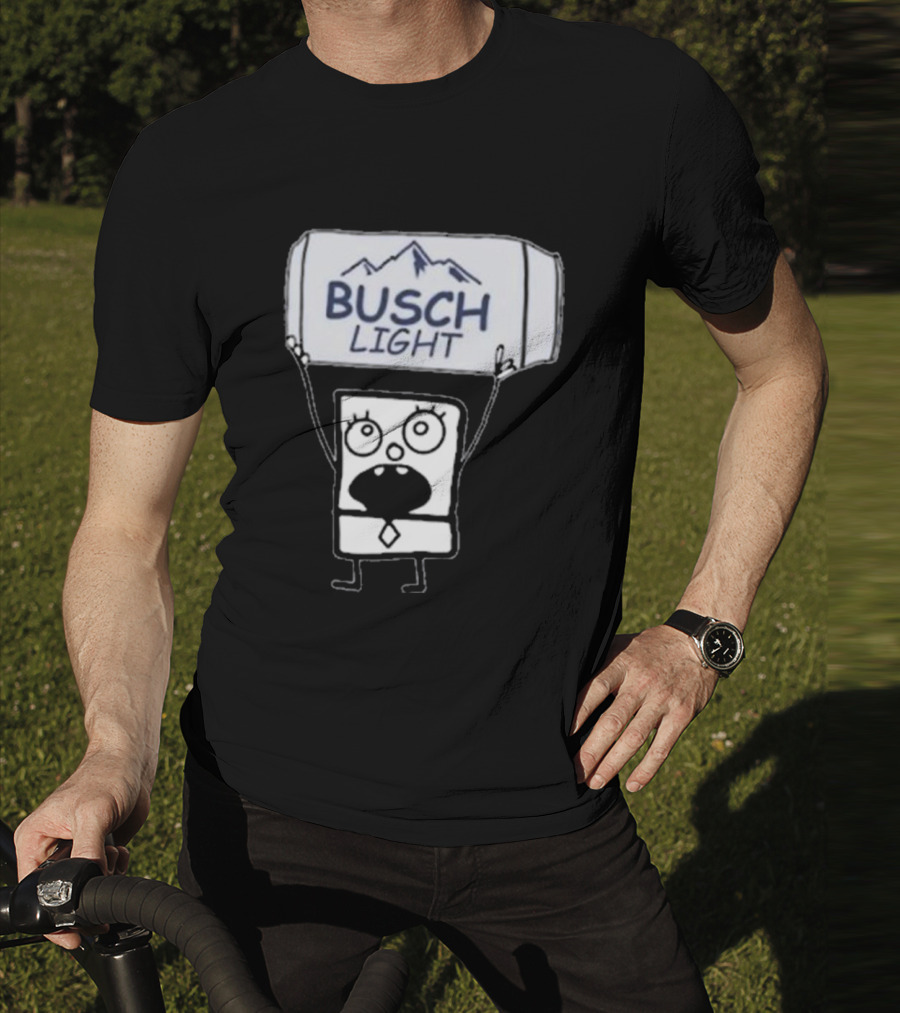 Doodlebob Holding Busch Light Can T-Shirt