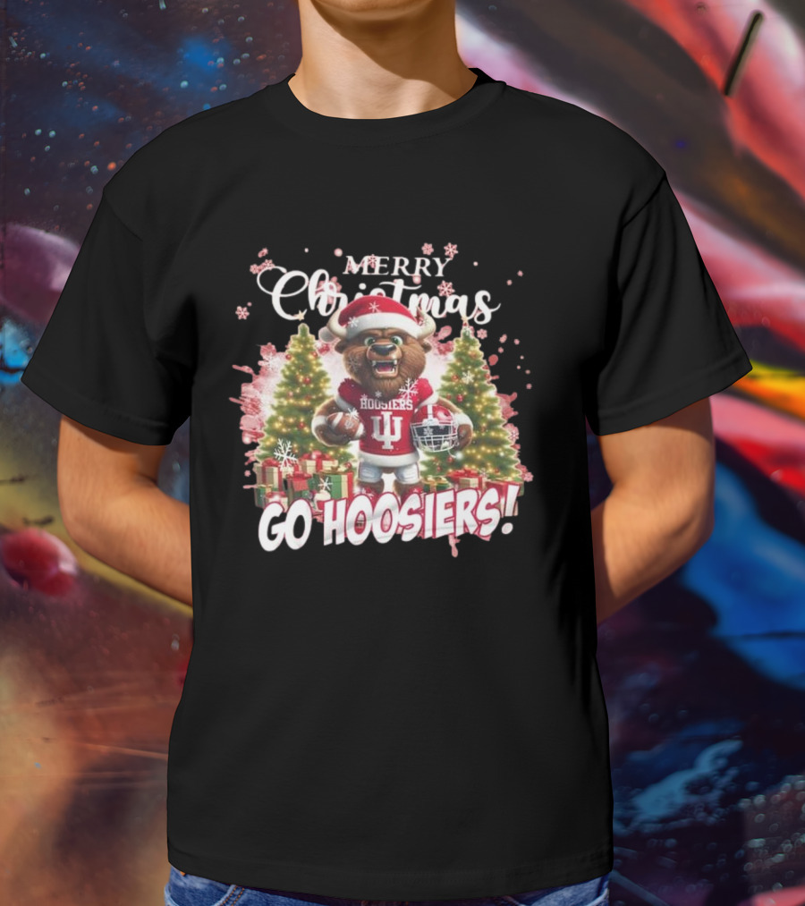 Merry Christmas Go Hoosiers Indiana Football T-Shirt