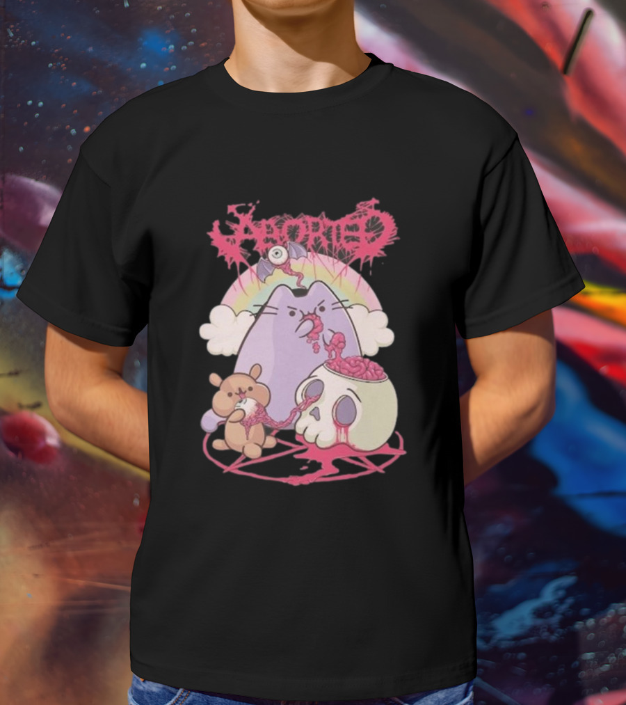 Indiemerch Store Aborted Cute Cat With Teddy And Skull Nomnom T-Shirt