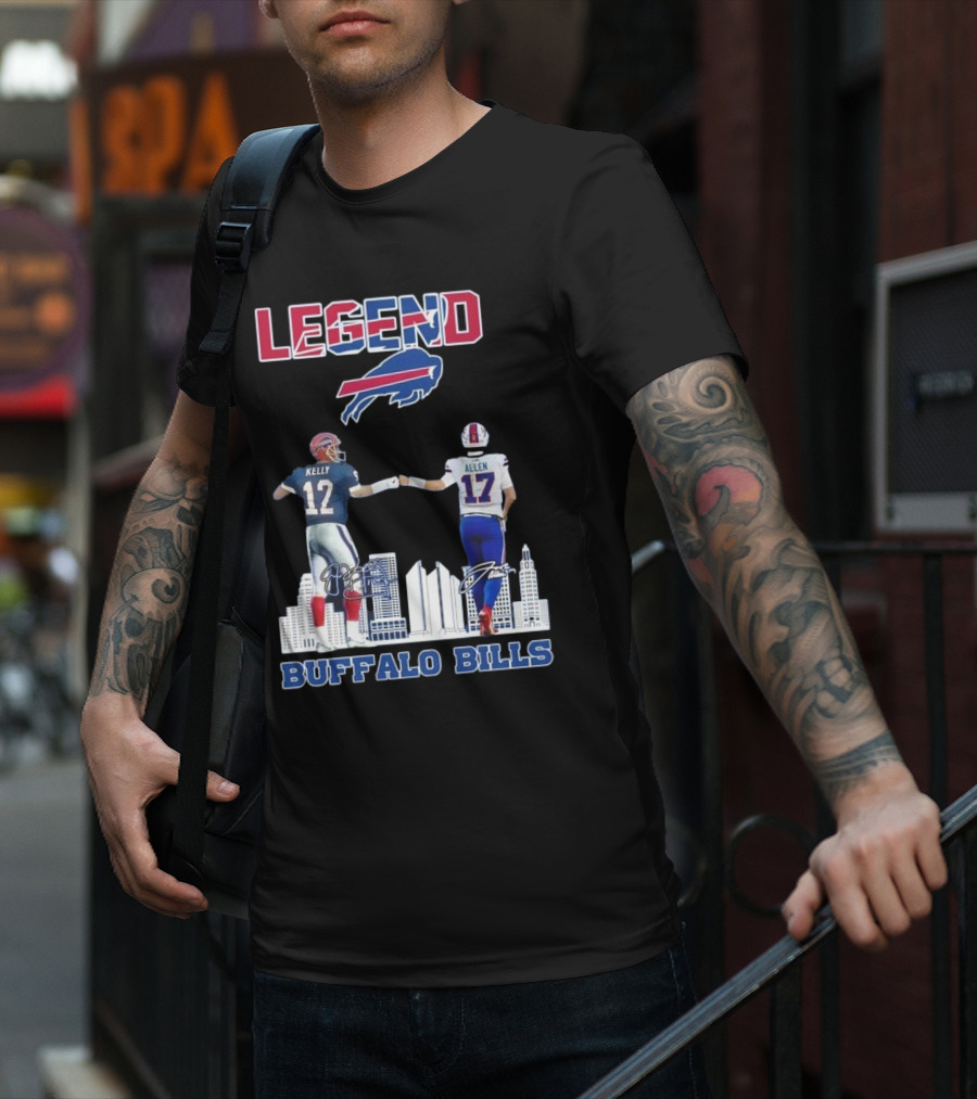 Legend Buffalo Bills Kelly 12 Allen 17 Signatures T-Shirt