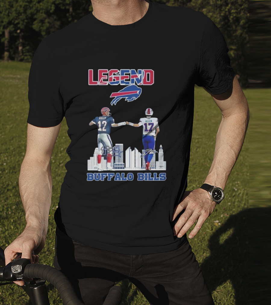 Legend Buffalo Bills Kelly 12 Allen 17 Signatures T-Shirt