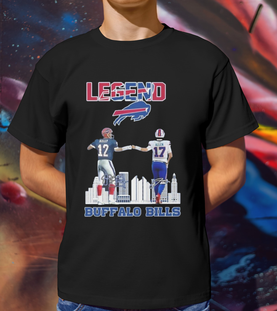 Legend Buffalo Bills Kelly 12 Allen 17 Signatures T-Shirt