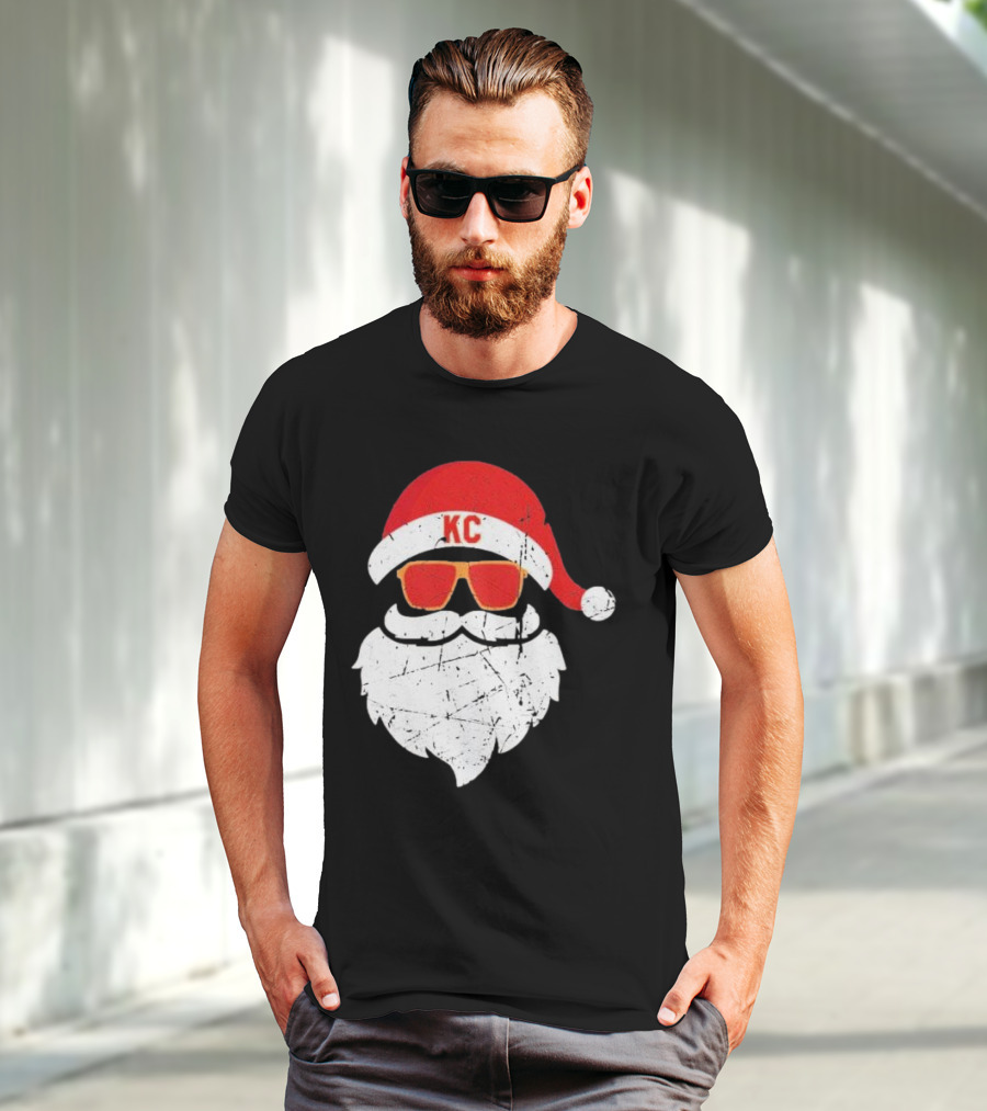 Kansas City Chiefs KC Santa Claus Christmas Holiday T-Shirt