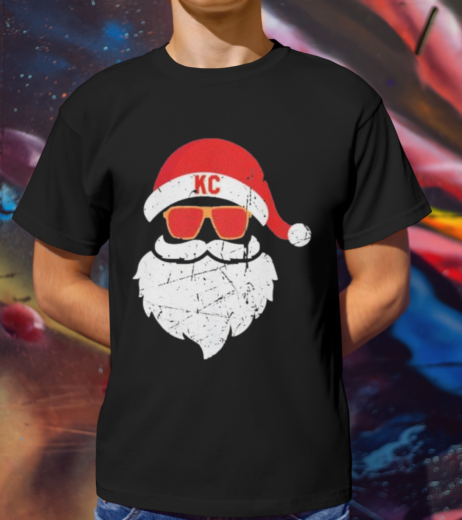 Kansas City Chiefs KC Santa Claus Christmas Holiday T-Shirt