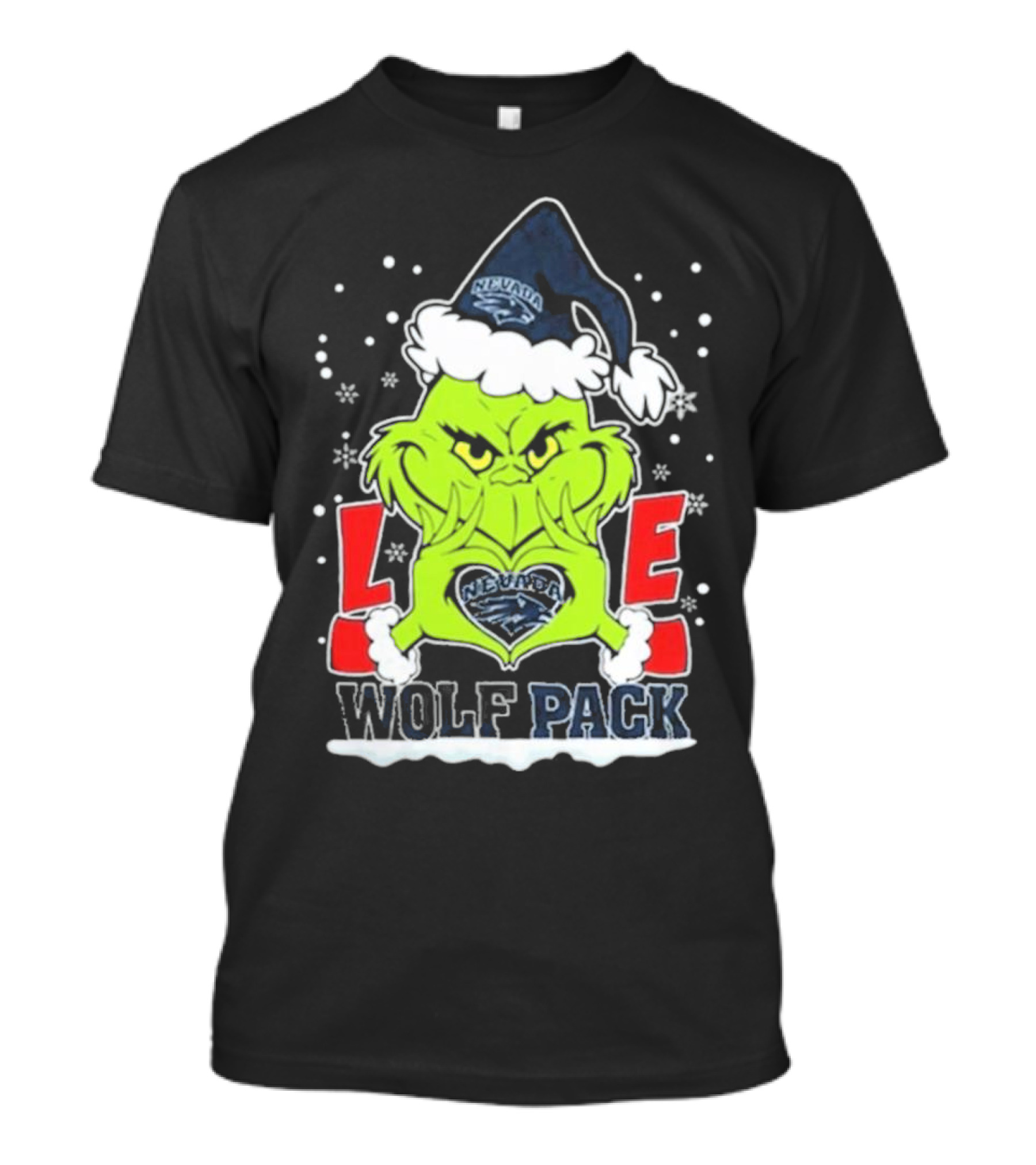 The Grinch Love Nevada Wolf Pack Football Christmas T-Shirt