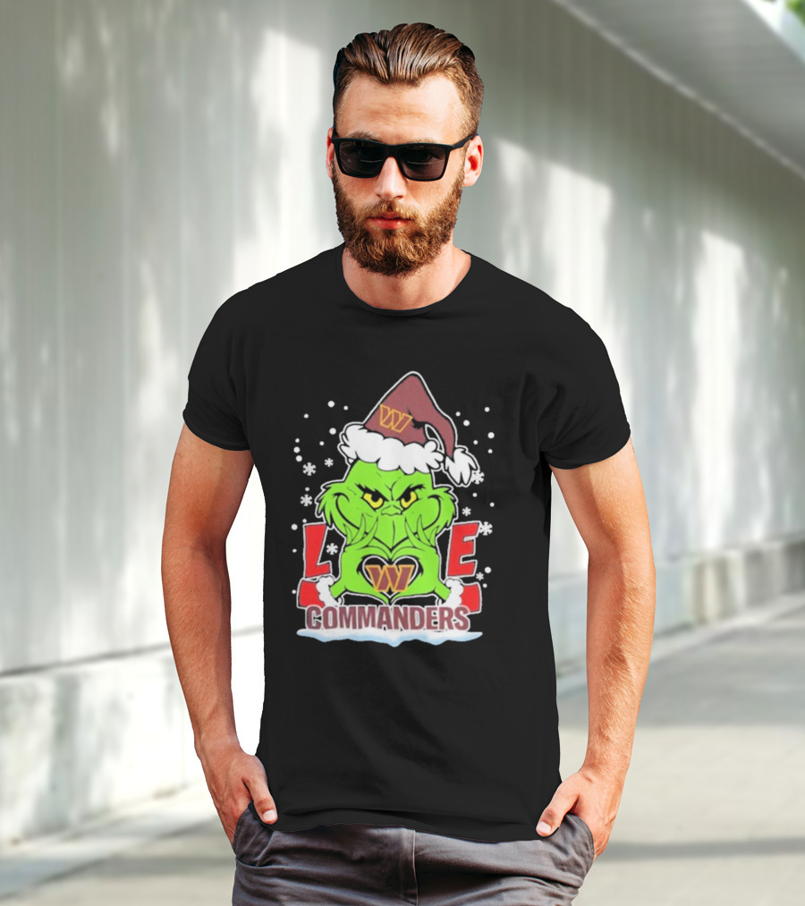 Grinch Christmas Love Washington Commanders Football T-Shirt