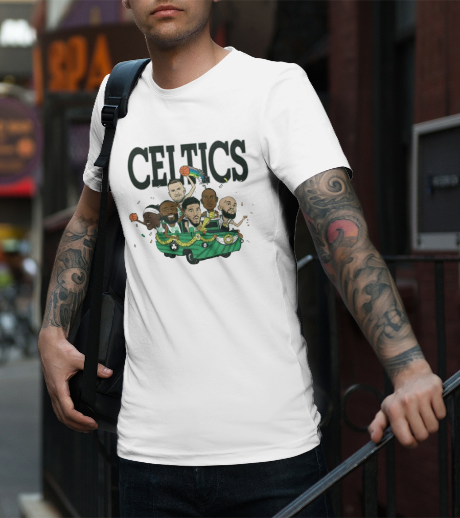 Celtics Basketball Team Cartoon Parade T-Shirt