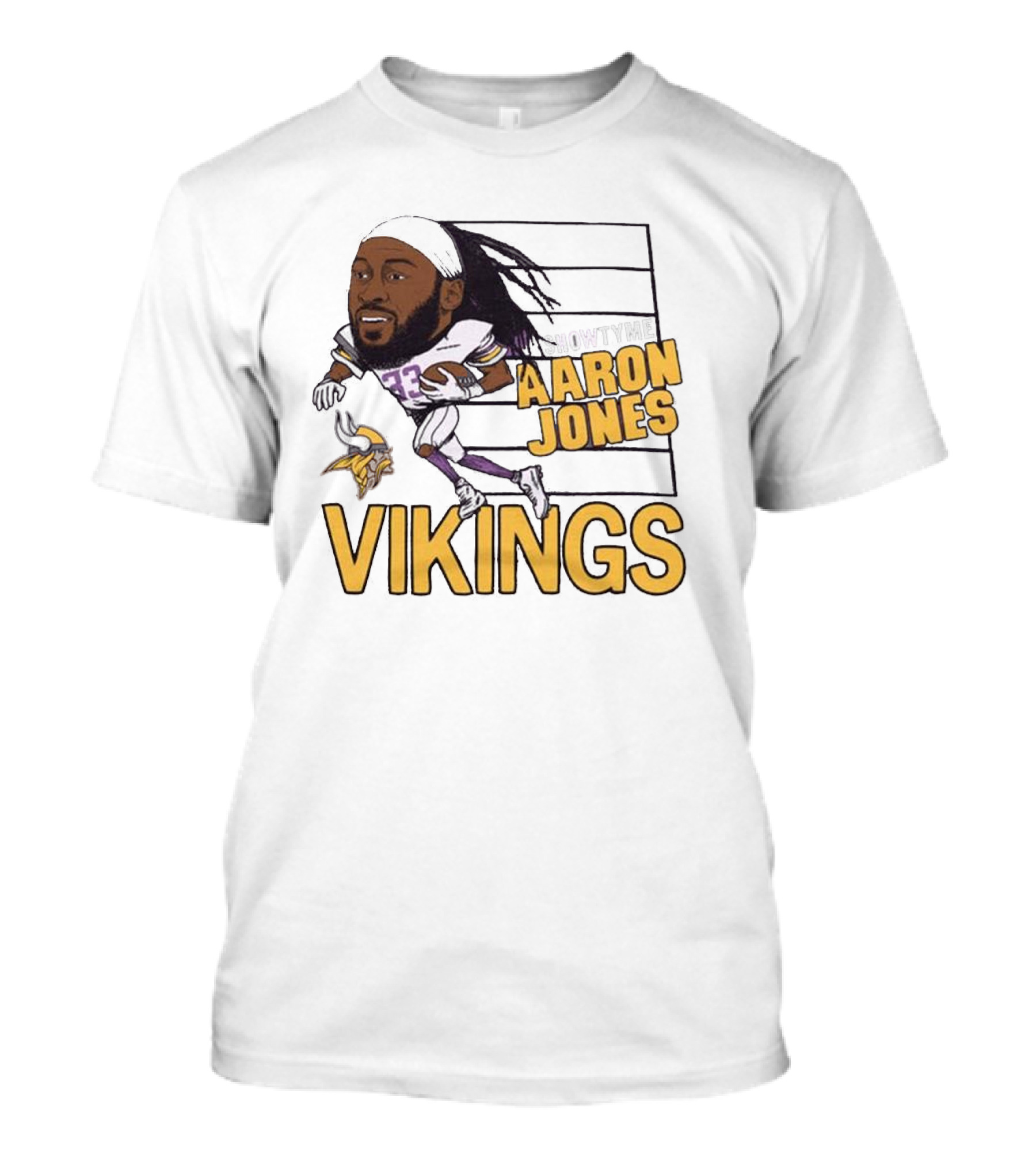 Vikings Showtyme Aaron Jones Football Cartoon Running T-Shirt
