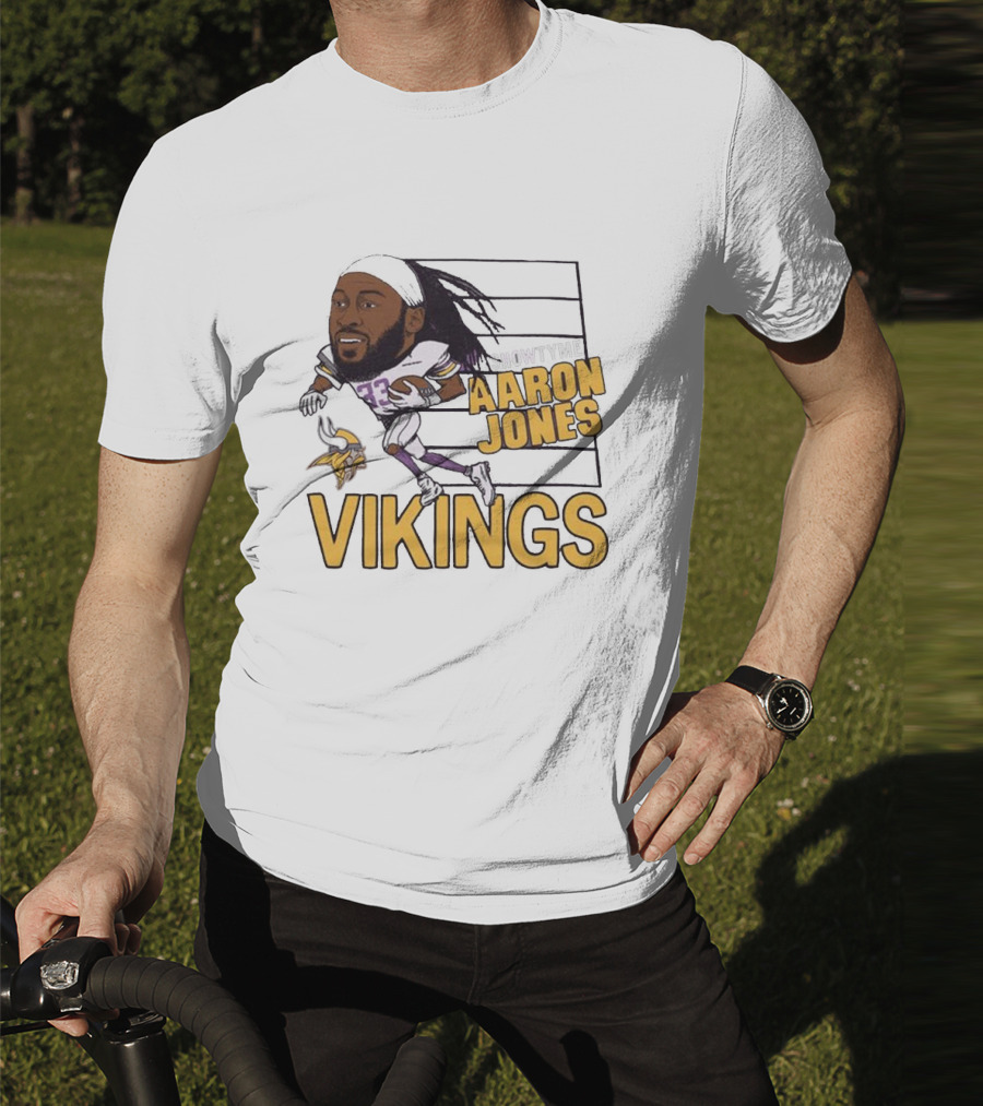 Vikings Showtyme Aaron Jones Football Cartoon Running T-Shirt