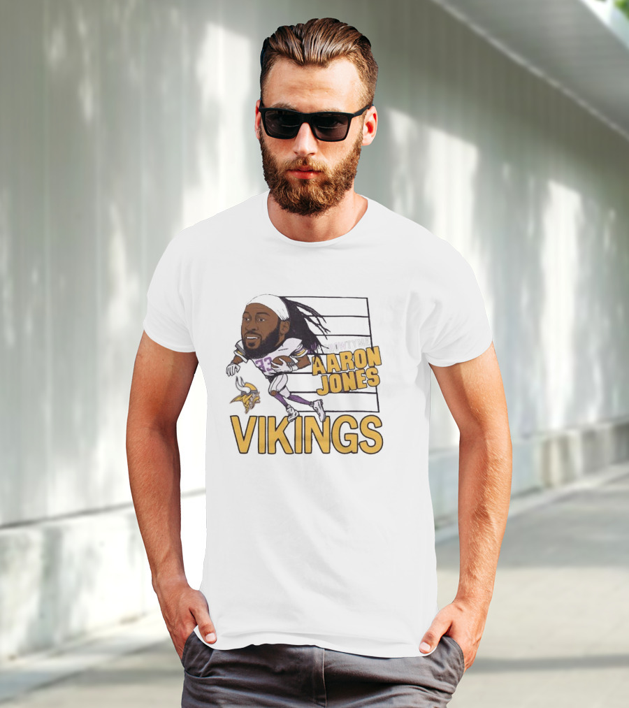 Vikings Showtyme Aaron Jones Football Cartoon Running T-Shirt