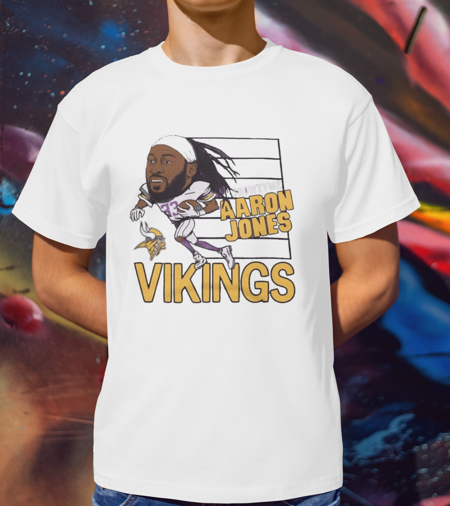 Vikings Showtyme Aaron Jones Football Cartoon Running T-Shirt