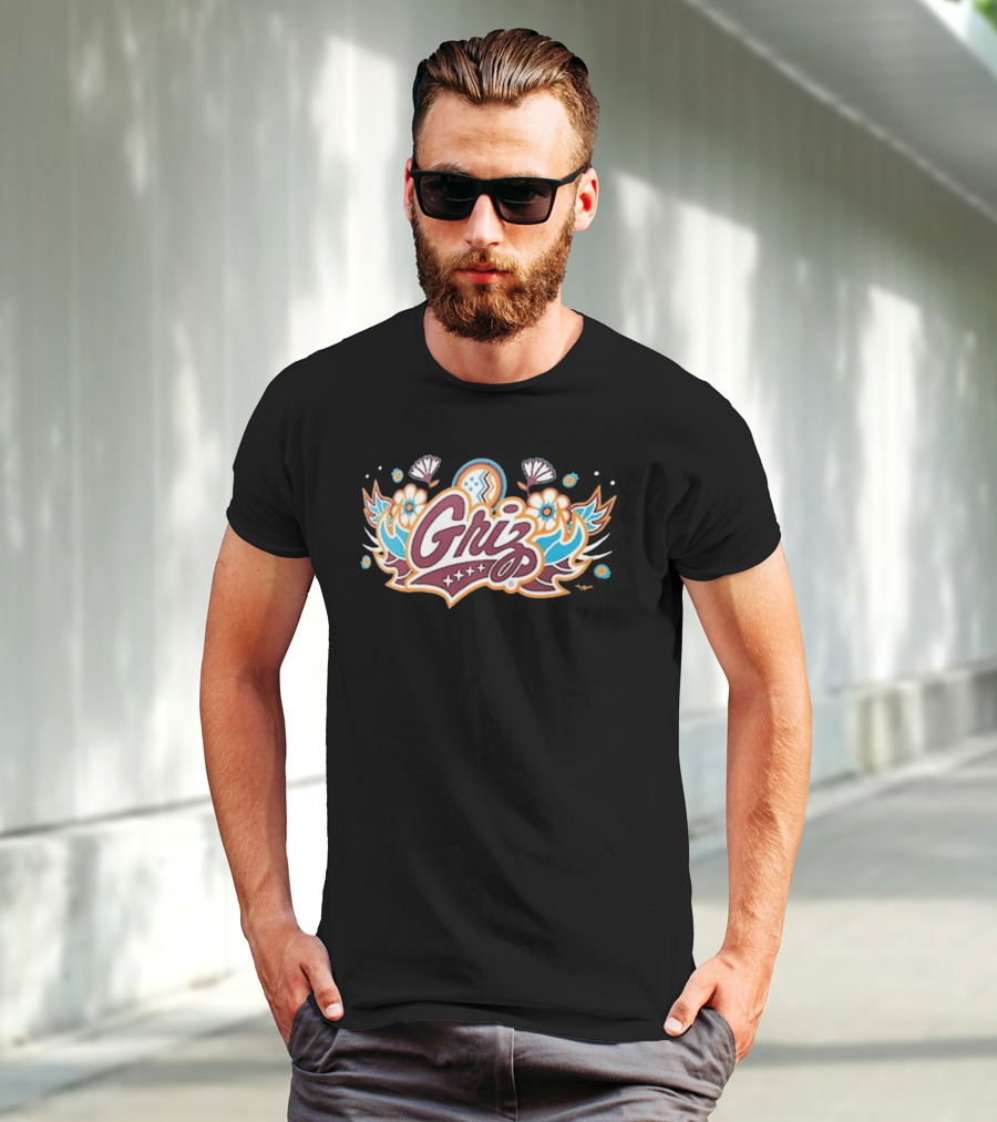 Montana Grizzlies Griz Floral Emblem Football Core Cotton NCAA T-Shirt