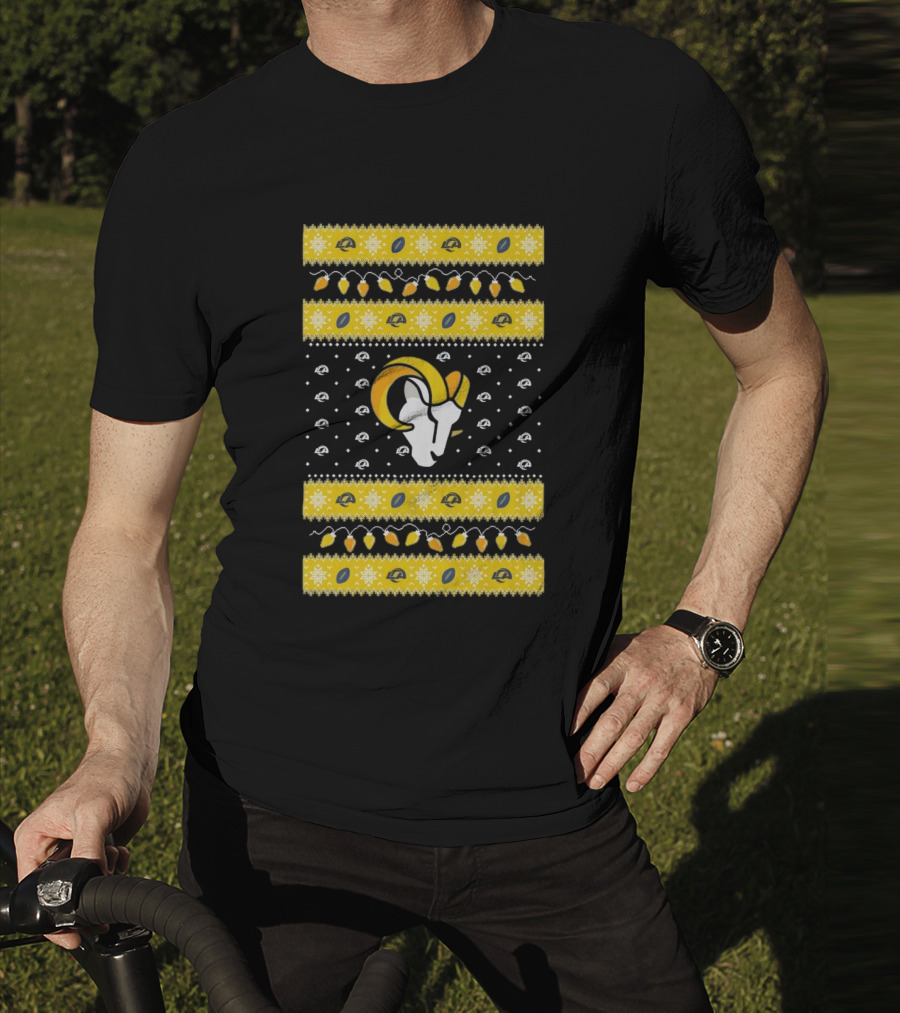 Los Angeles Rams NFL Holiday Lights Ugly Christmas Sweater T-Shirt