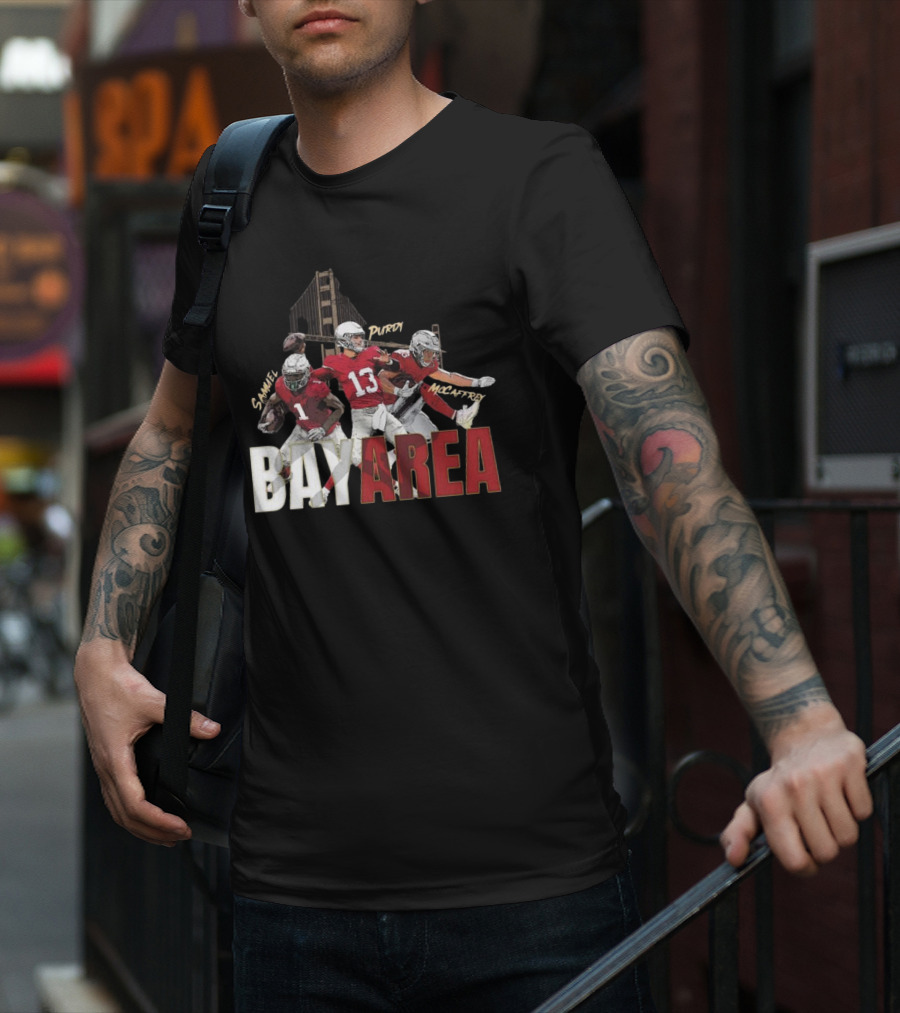 Sammel Purdy McCaffrey San Francisco 49ers Bay Area NFL Trio Football T-Shirt