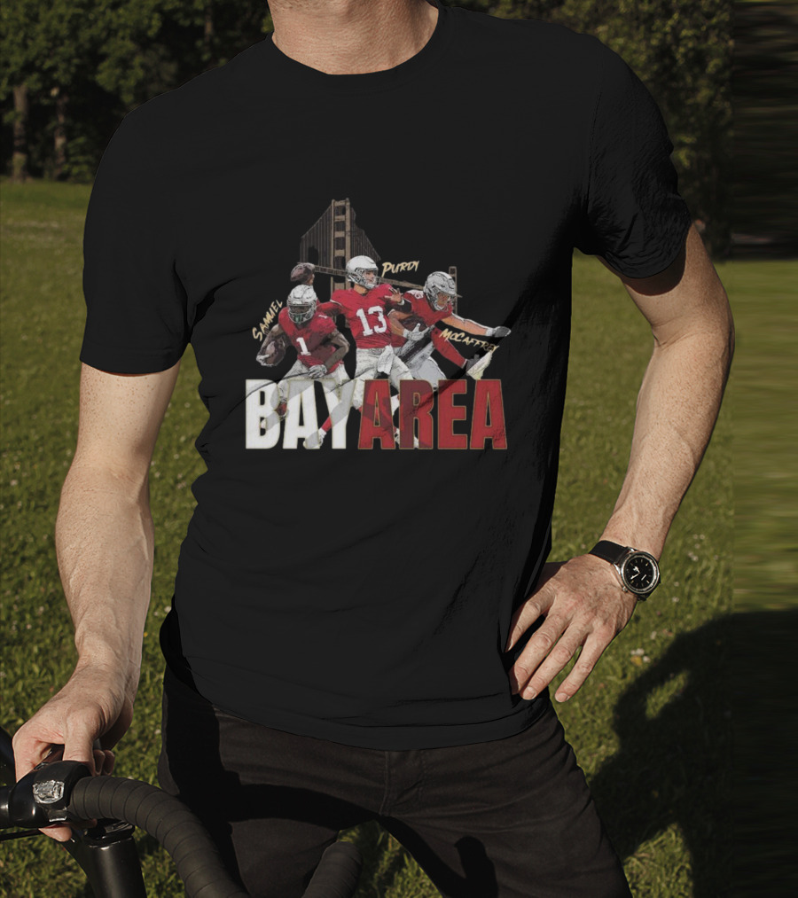 Sammel Purdy McCaffrey San Francisco 49ers Bay Area NFL Trio Football T-Shirt