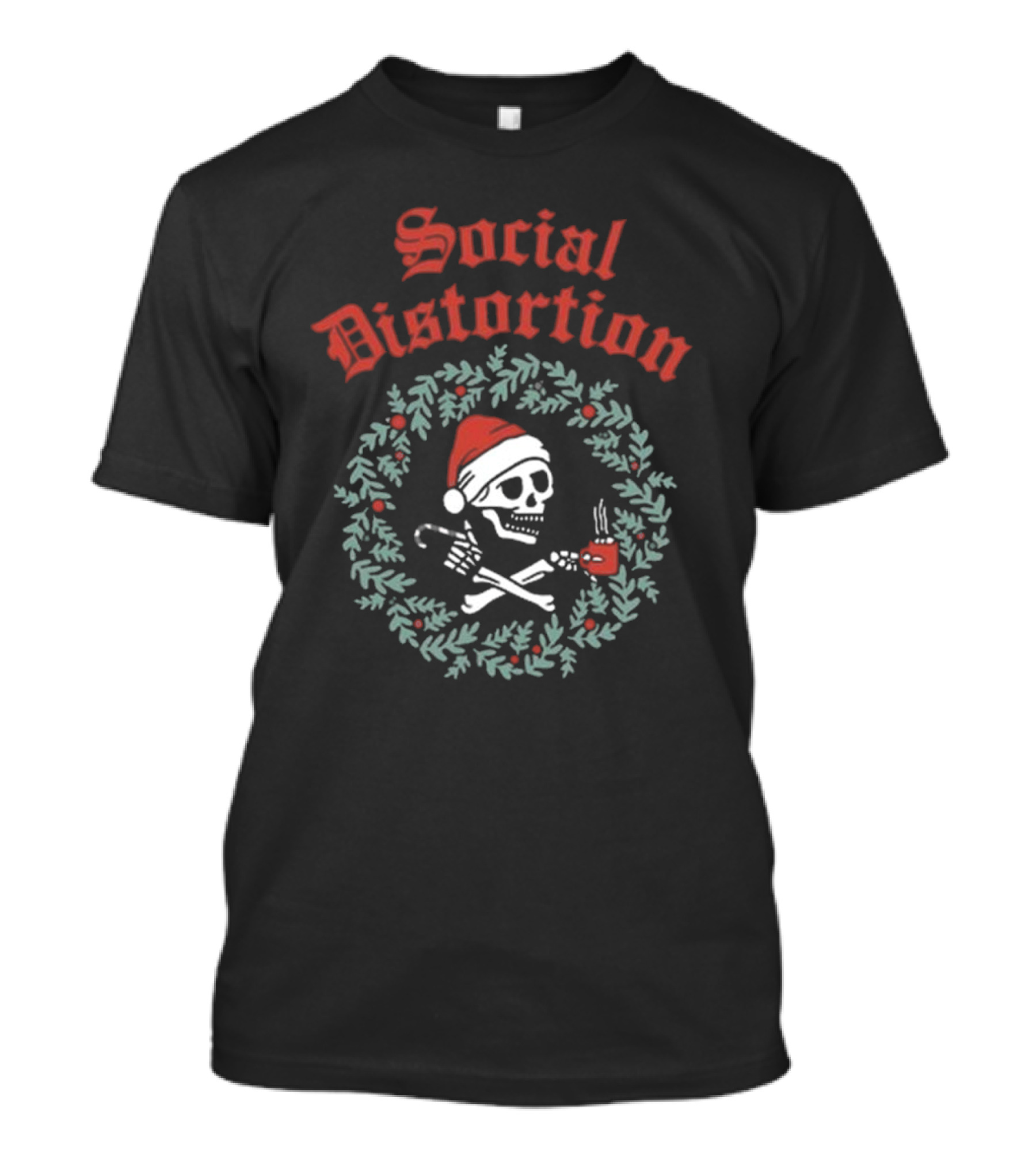 Social Distortion Santa Skelly Holiday Wreath T-Shirt