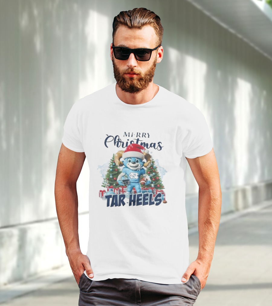 Merry Christmas North Carolina Tar Heels Mascot Festive T-Shirt