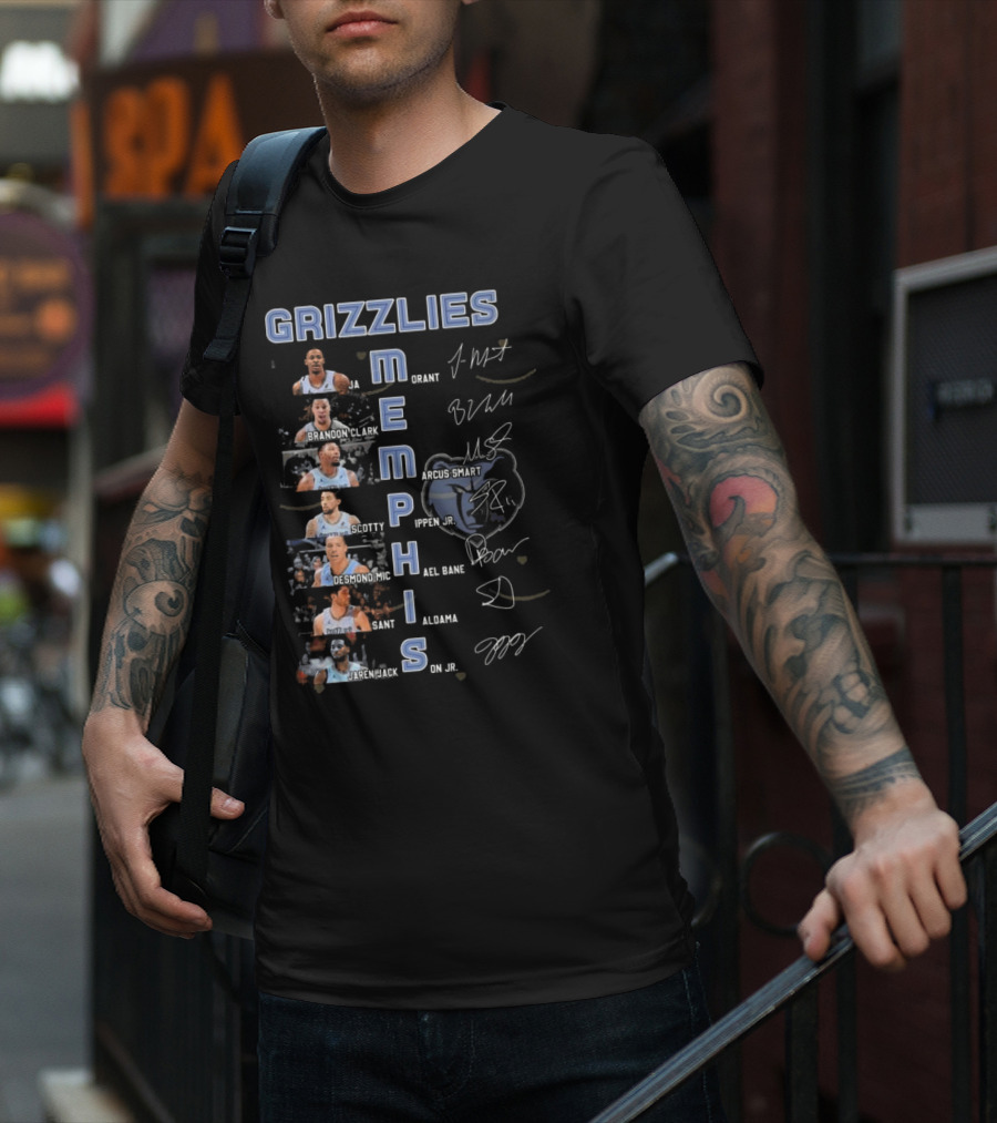 Memphis Grizzlies Ja Morant Brandon Clark Marcus Smart Scotty Pippen Jr Desmond Bane Jaren Jackson Jr Signatures T-Shirt
