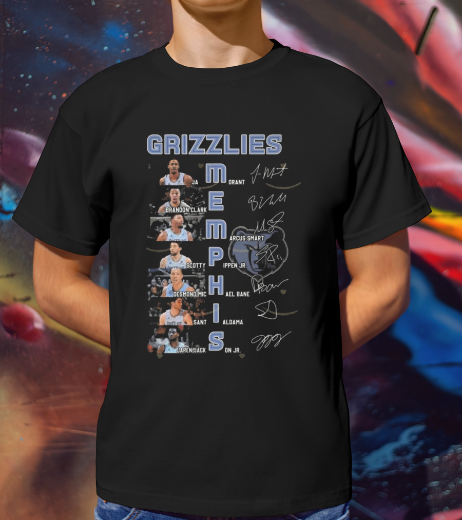 Memphis Grizzlies Ja Morant Brandon Clark Marcus Smart Scotty Pippen Jr Desmond Bane Jaren Jackson Jr Signatures T-Shirt