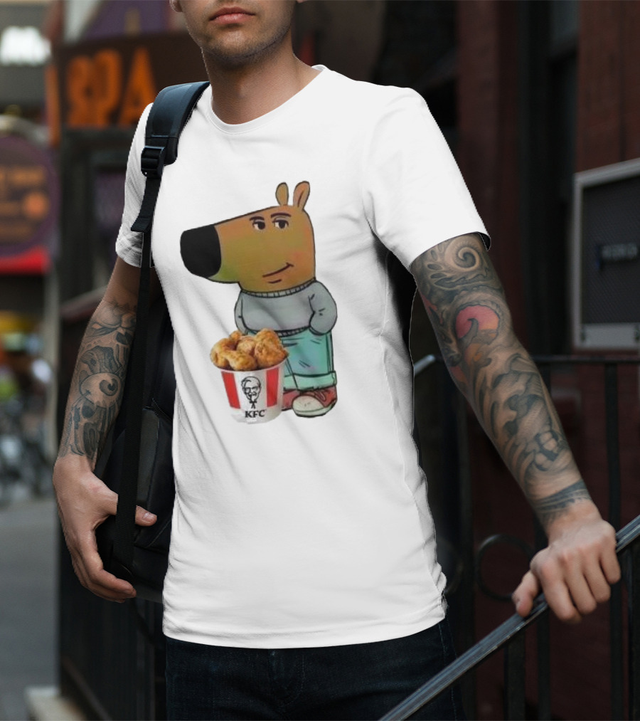 Chill Guy Dog Smiling With KFC Bucket T-Shirt