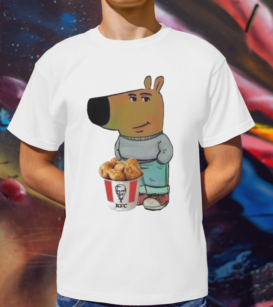 Chill Guy Dog Smiling With KFC Bucket T-Shirt