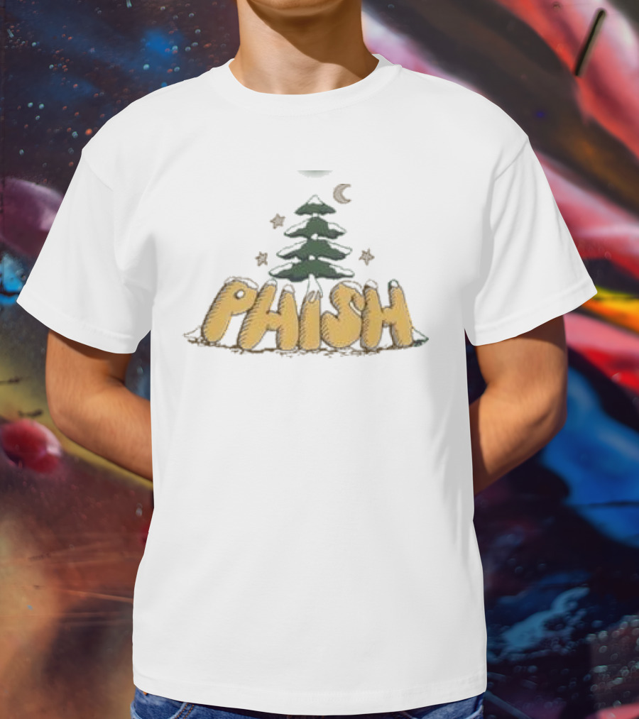 Phish Lodgewood Christmas Tree Snow Stars Moon T-Shirt