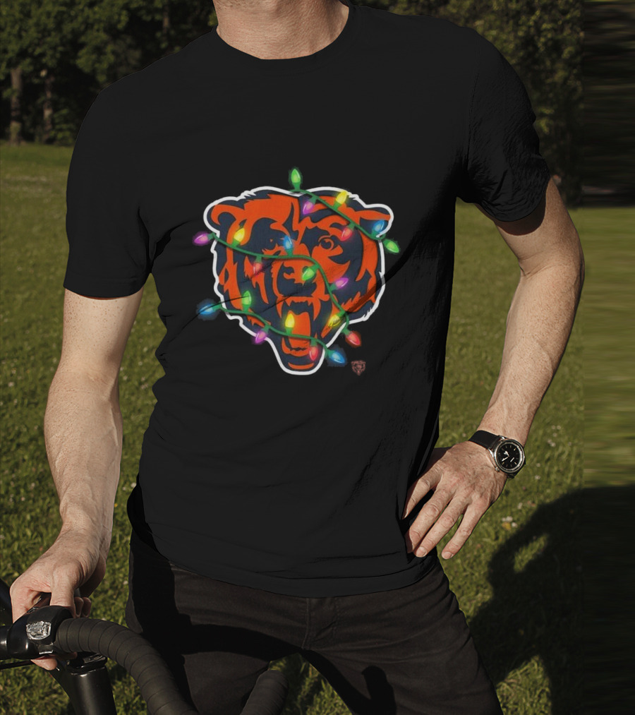 Chicago Bears Festive Holiday Lights T-Shirt
