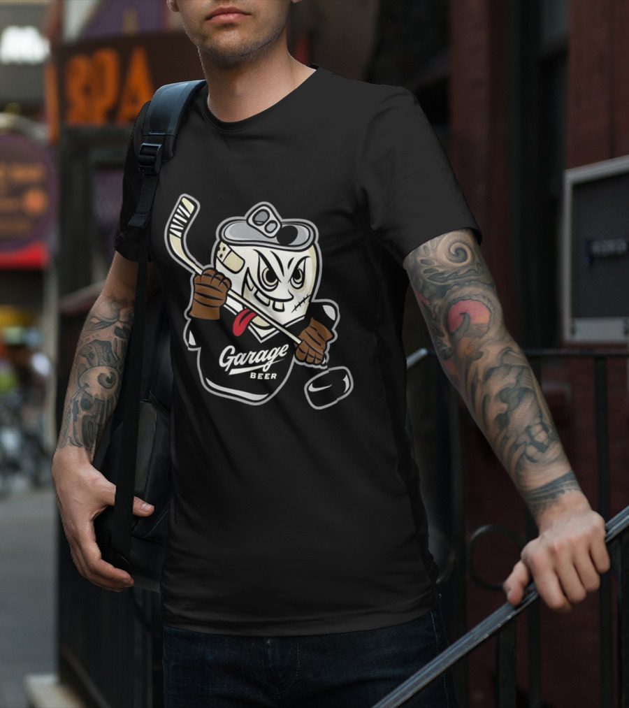 Garage Beer Can Hockey Player T-Shirt