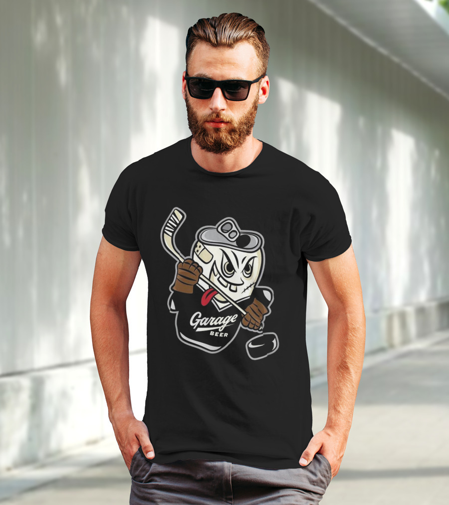 Garage Beer Can Hockey Player T-Shirt