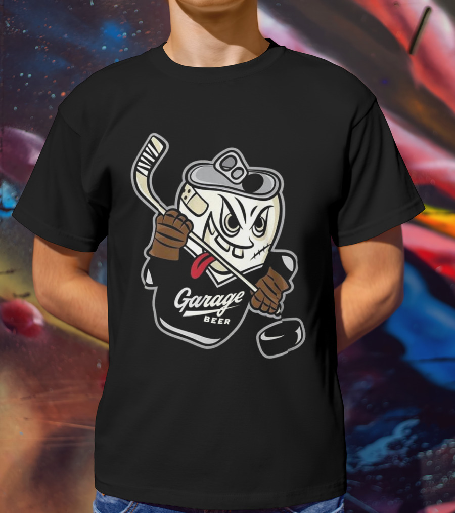 Garage Beer Can Hockey Player T-Shirt