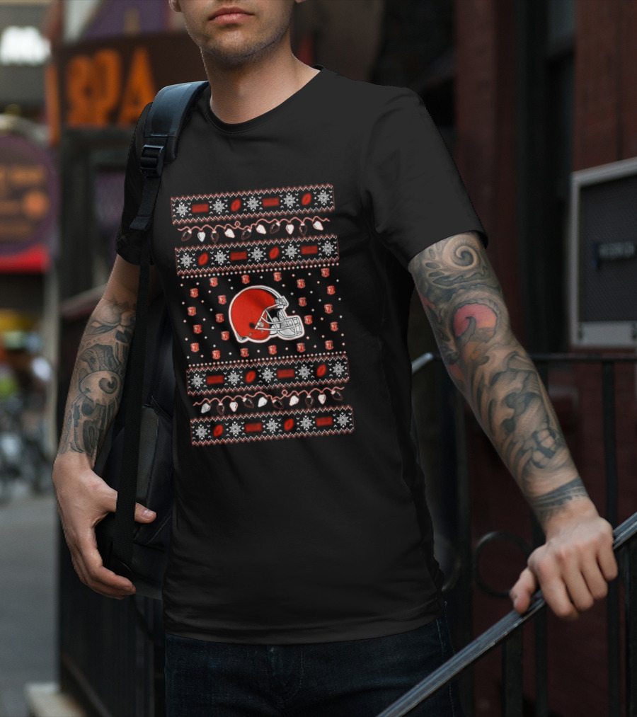 Cleveland Browns Holiday Lights Ugly Christmas T-Shirt