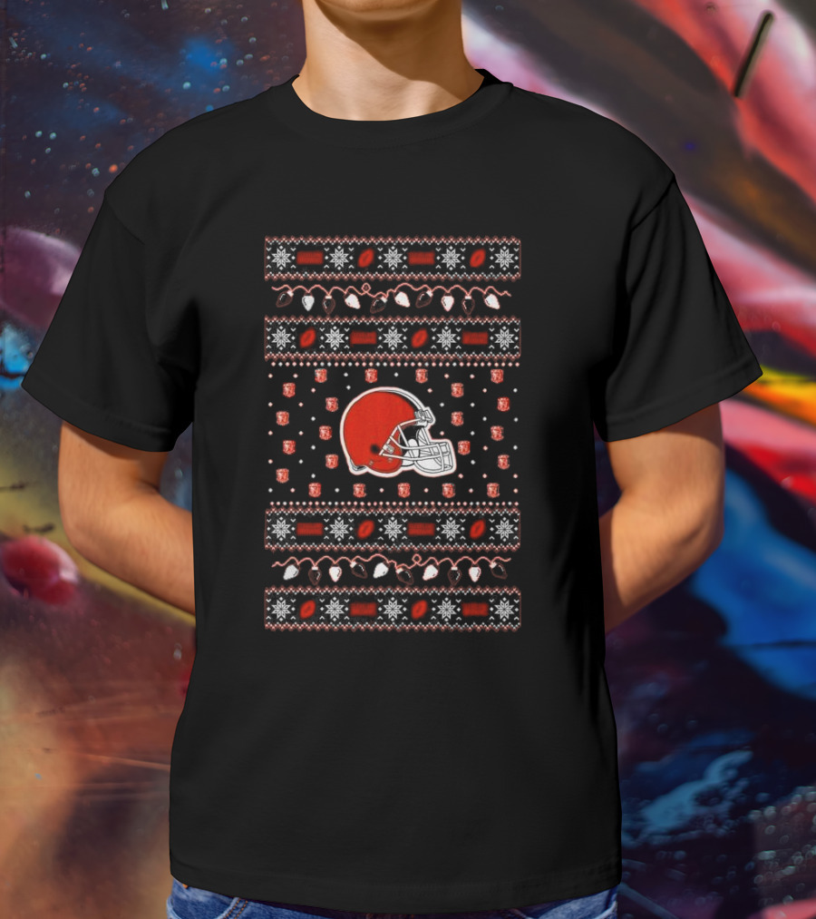 Cleveland Browns Holiday Lights Ugly Christmas T-Shirt