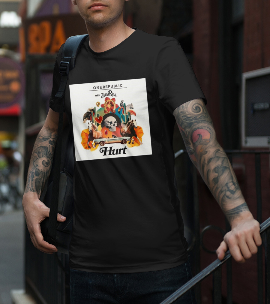 ONEREPUBLIC With JELLY ROLL Hurt Retro Collage Of Horses And Cactus T-Shirt